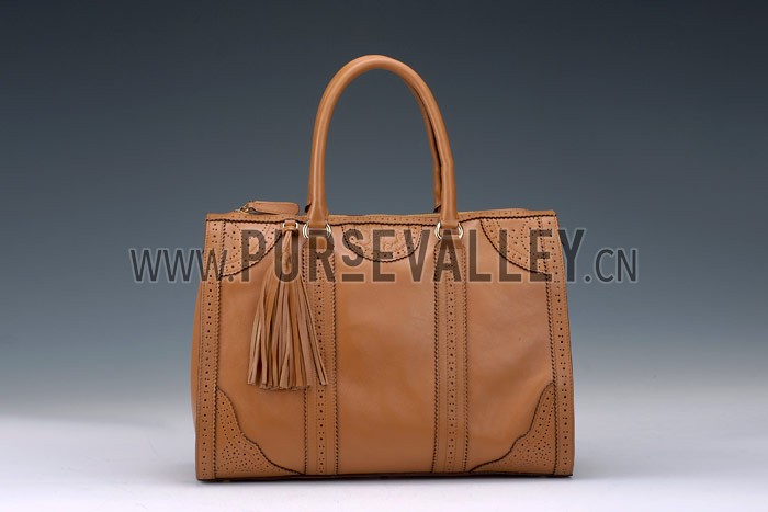 Gucci Duilio Brogue Tan Leather Tote