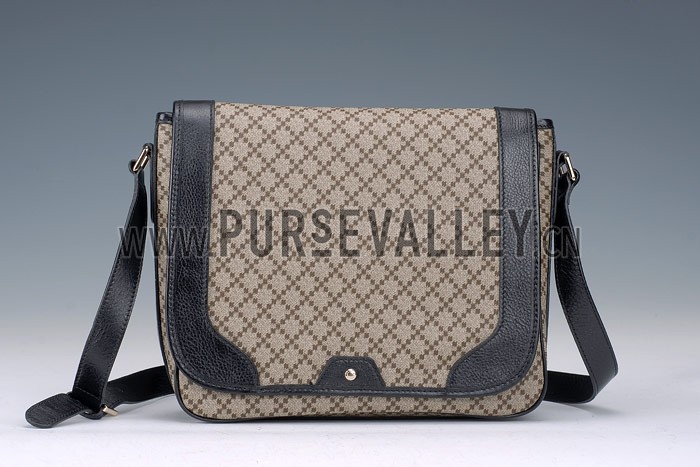 Gucci Canvas Medium Flap Messenger Bag Black Trim