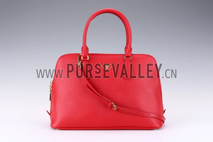 Prada Saffiano Medium Promenade Tote Red