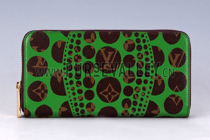 Louis Vuitton Zippy Long Wallet Yayoi Kusama Green