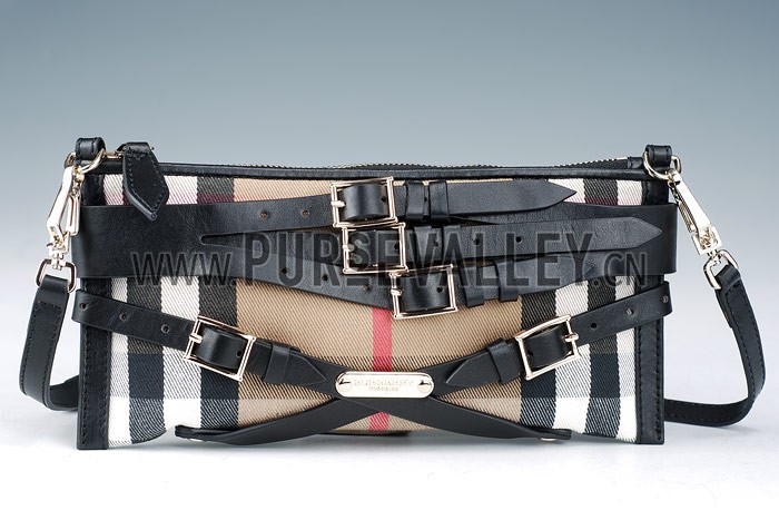 Burberry Small Bridle House Check Belted Clutch Black
