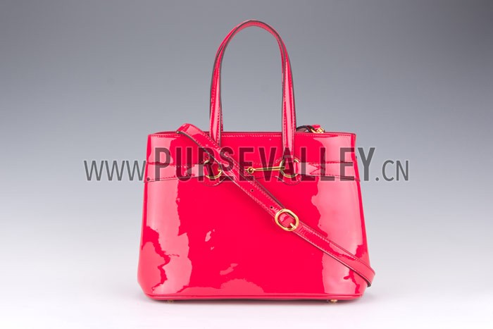 Gucci Bright Bit Pink Patent Leather Top Handle Tote
