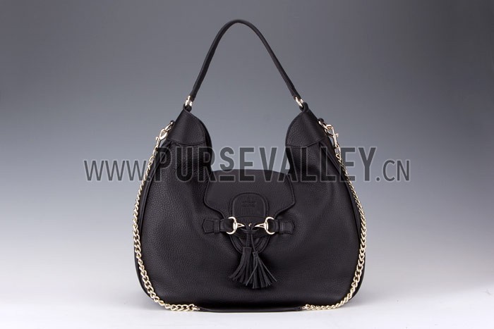 Gucci Emily Black Leather Hobo