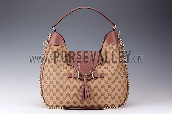 Gucci Emily GG Canvas Light Plum Leather Trim Hobo