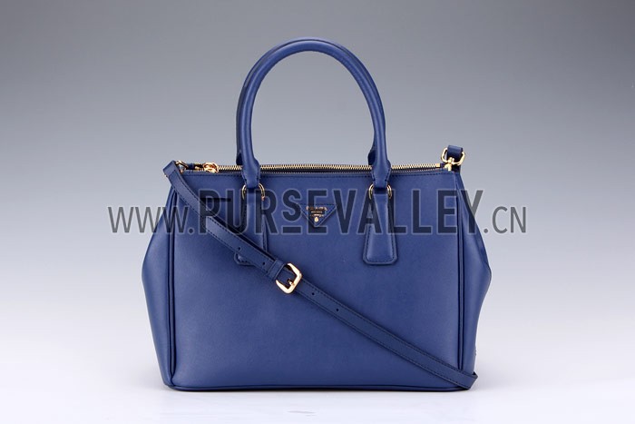 Prada Medium Saffiano Lux Top Handle Dark Blue