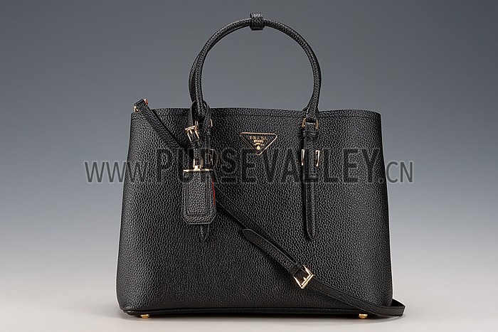 Prada Saffiano Soft Double Bag Black