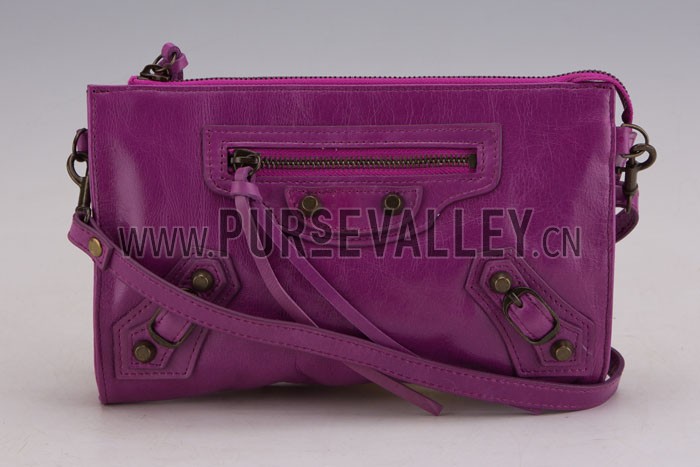Balenciaga Giant Gold Envelope Wallet with Strap Purple