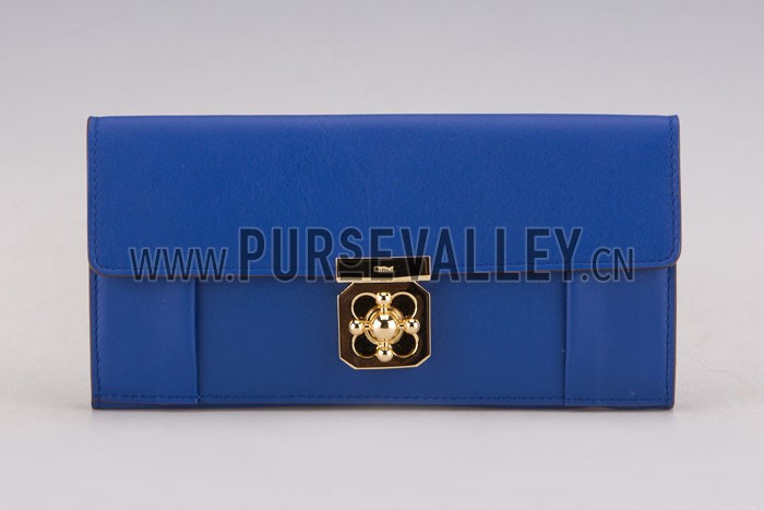 Chloe Elsie Long Wallet With Flap Bag Calfkin Blue