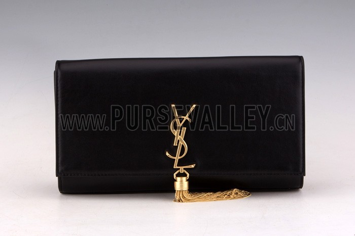 Saint Laurent Cassandre Tassel Black Clutch