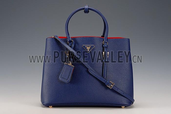 Prada Saffiano Soft Double Bag Blue
