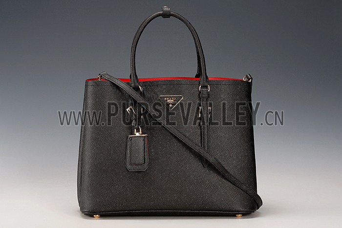 Prada Saffiano Double Tote Black