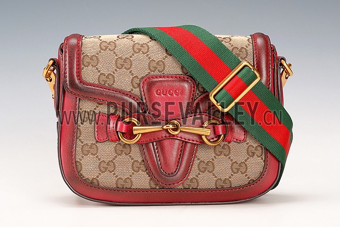 Gucci Lady Web GG Small Canvas Bag Dark Red