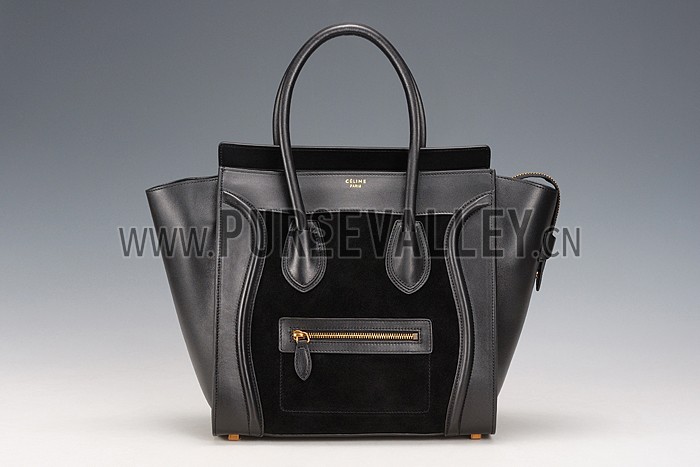 Celine Mini Luggage Black Leather/Suede Leather