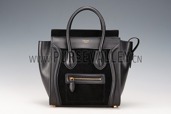 Celine Micro Luggage Black Leather/Suede Leather