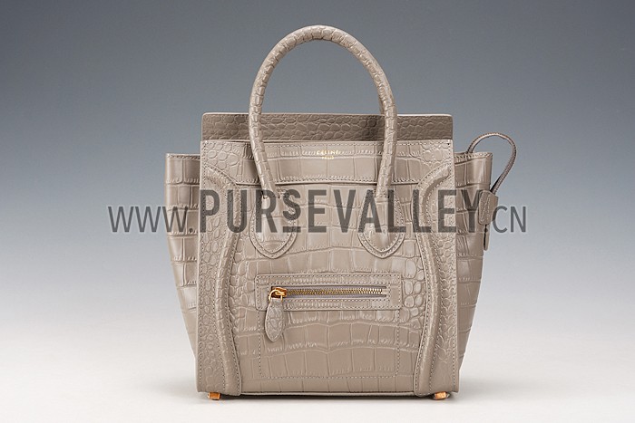 Celine Micro Luggage Crocodile Grey