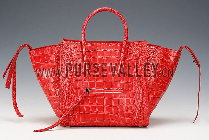 Celine Phantom Medium Red Crocodile Leather