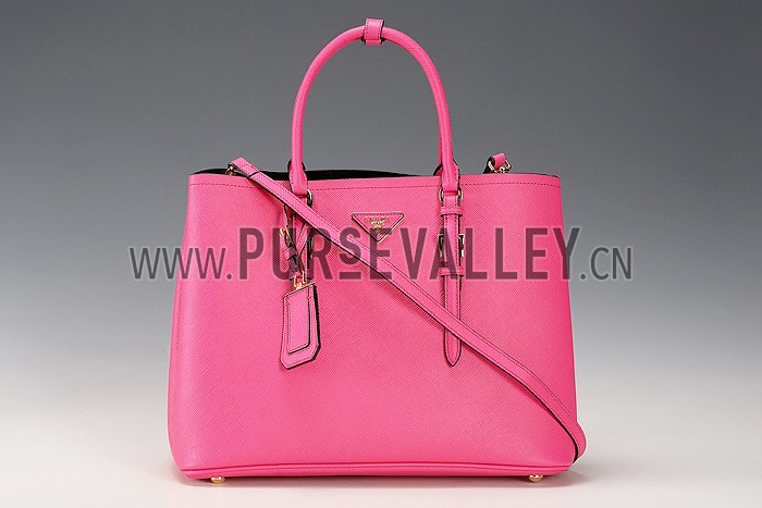 Prada Saffiano Double Tote Rose Pink