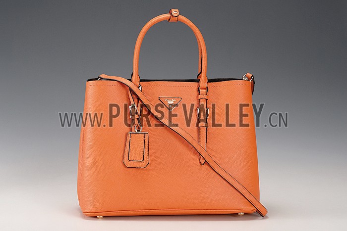 Prada Saffiano Double Tote Orange