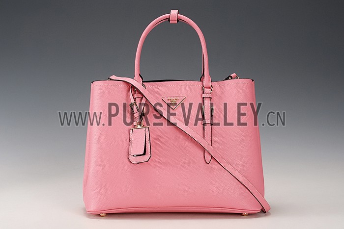 Prada Saffiano Double Tote Pink