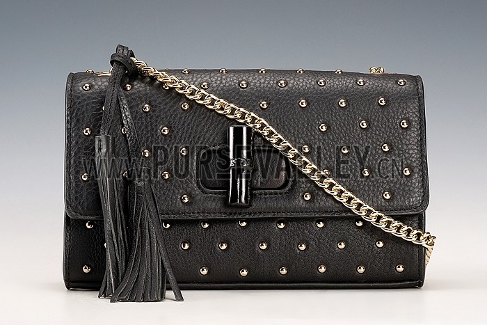 Gucci Miss Bamboo Studded Bag Black