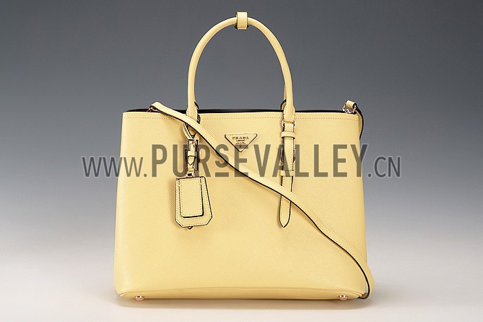 Prada Saffiano Double Tote Yellow