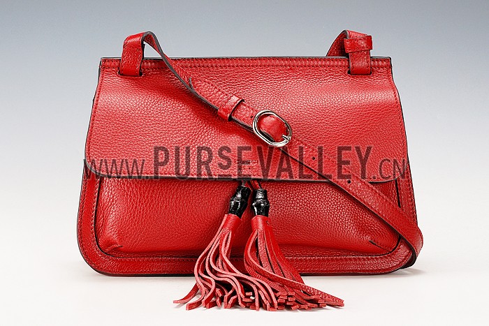 Gucci Bamboo Daily Flap Shoulder Bag Dark Red