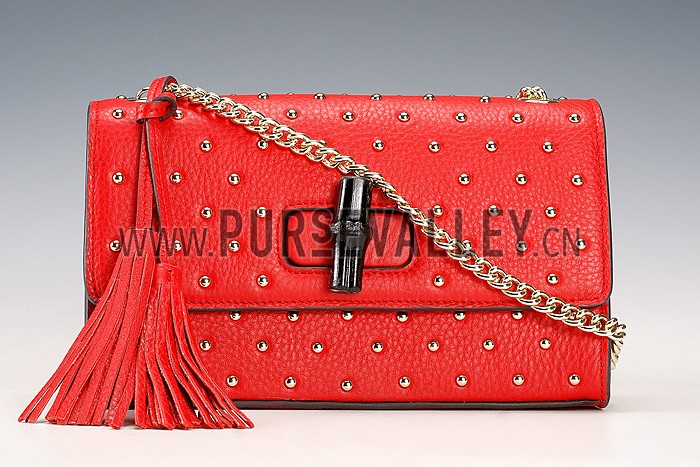 Gucci Miss Bamboo Studded Bag Red