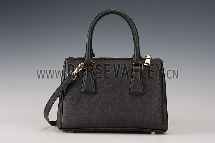 Prada Saffiano Mini Double Zip Tote Black