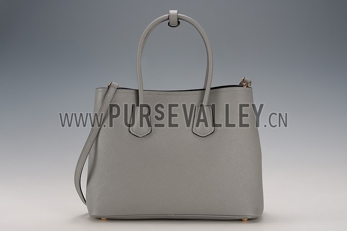 Prada Saffiano Double Tote Grey