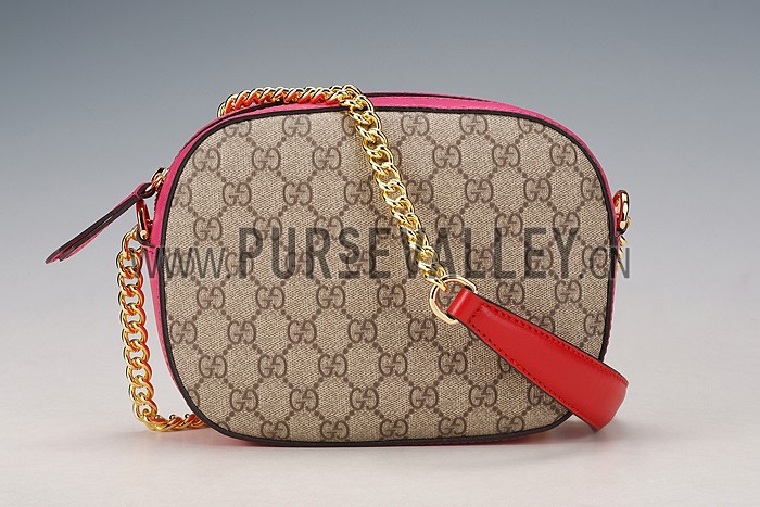 Gucci Supreme Canvas Mini Chain Bag Red & Fuchsia