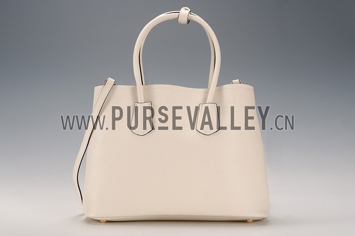 Prada Saffiano Double Tote White