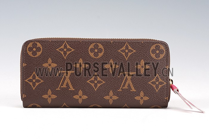 Louis Vuitton Monogram Canvas Zippy Wallet With Rose Leather Zipper Pull 608253