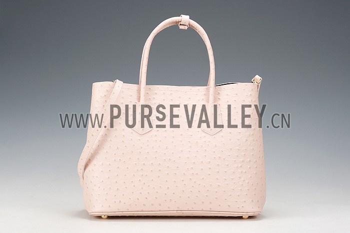 Prada Double Tote Ostrich Leather Bag Light Pink
