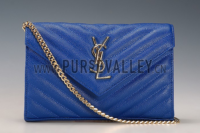 Saint Laurent Monogram Wallet On Chain Blue