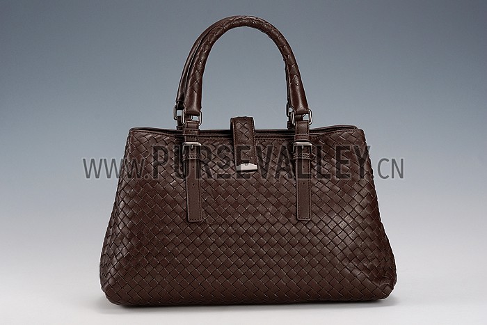 Bottega Veneta Intrecciato Nappa Top Large Handle Brown Bag