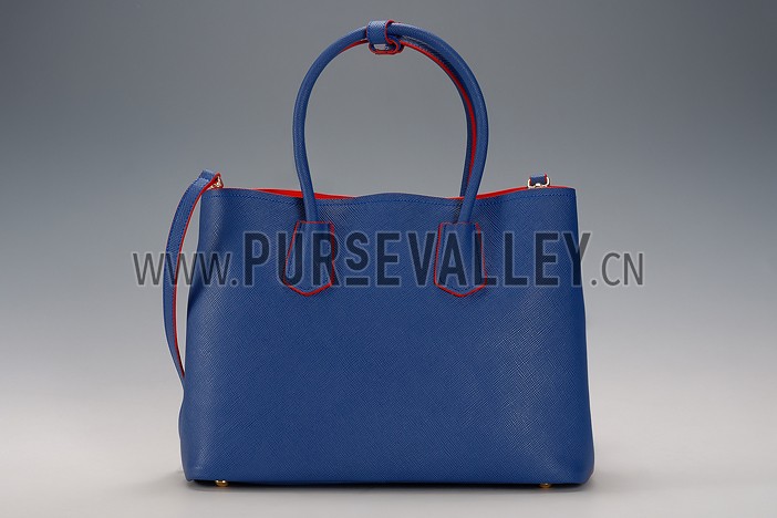 Prada Saffiano Double Tote Blue