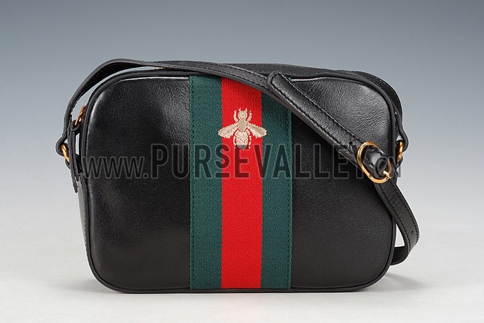 Gucci Bee Detail Black Leather Bag