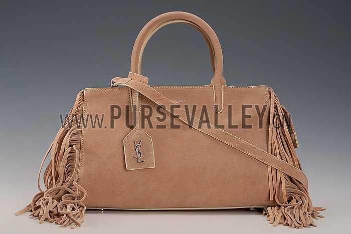 Saint Laurent Rive Gauche Small Fringed Suede Bag Beige