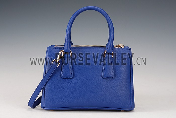 Prada Saffiano Small Leather Blue Bag