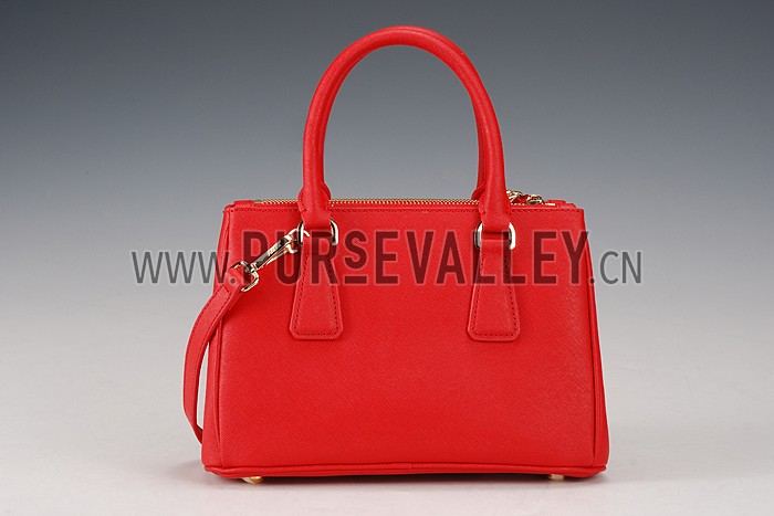 Prada Saffiano Small Crocodile Leather Black And Red Bag