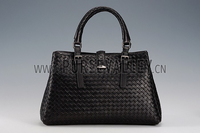 Bottega Veneta Intrecciato Nappa Top Large Handle Black Bag