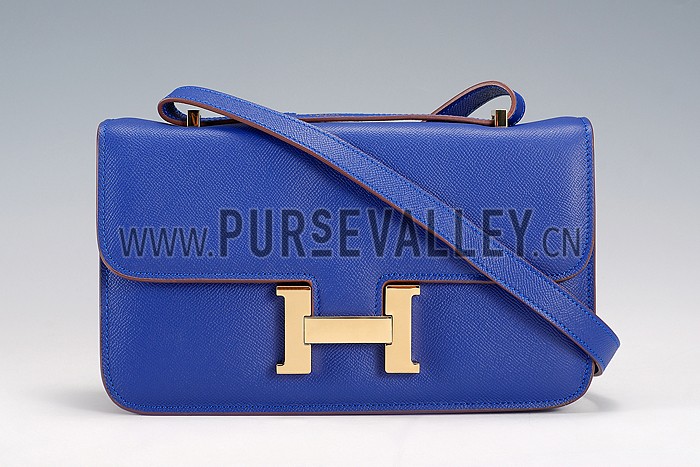 Hermes Constance Elan Blue Electric With Gold Hardware 608122