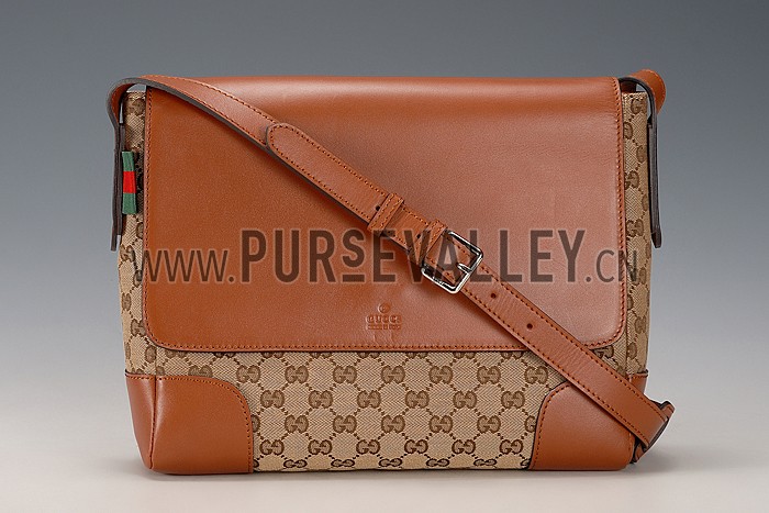 Gucci Original GG Canvas Messenger Flap Bag Brown