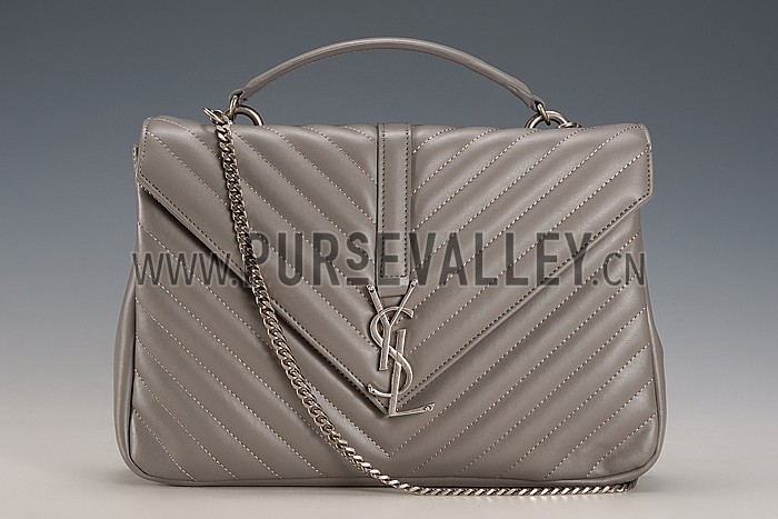 Saint Laurent College Matelasse Large Bag Grey