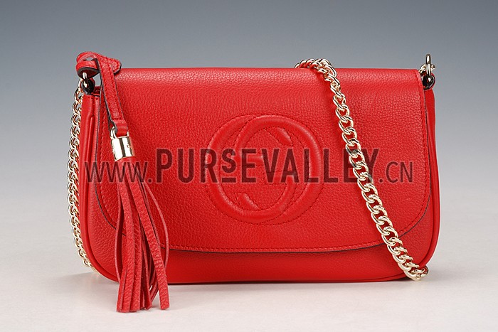 Gucci Soho Leather Shoulder Bag Red