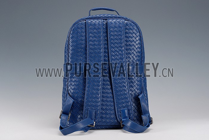 Bottega Veneta Intrecciato Unisex Backpack Blue Bag