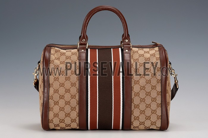 Gucci Vintage Web Boston Bag Brown