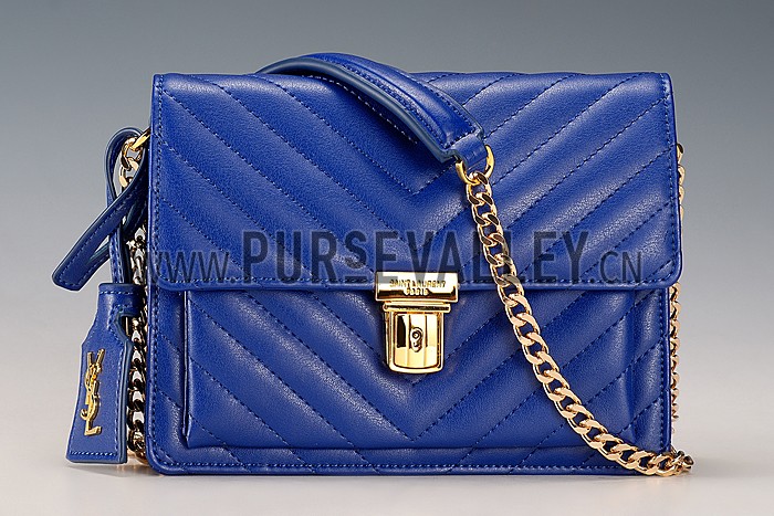 Saint Laurent High School Matelasse Medium Bag Blue