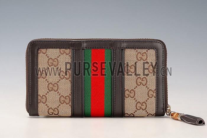 Gucci Vintage Web GG Canvas Wallet Brown