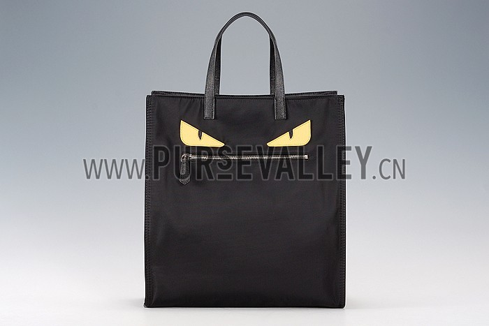 Fendi Eyes Monster Black Shopping Tote Bag
